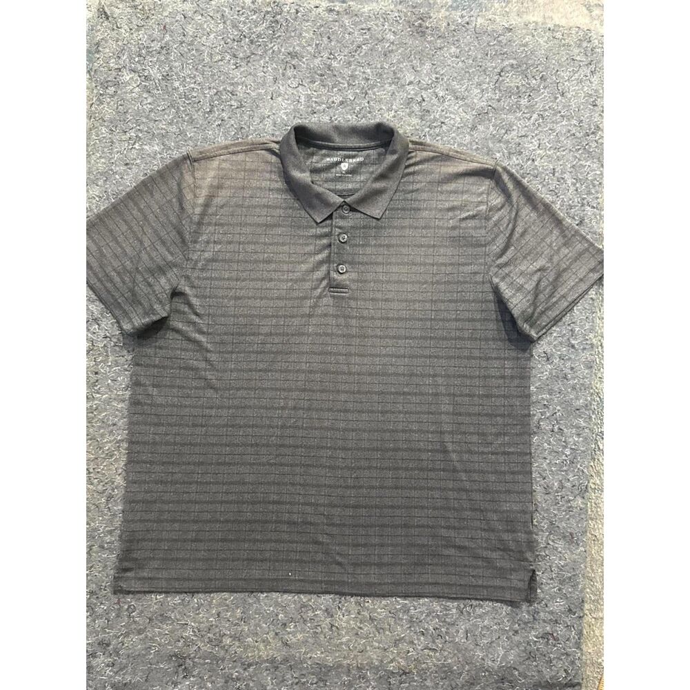 Saddlebred Men’s XL Gray Plaid Performance Polo Shirt Short Sleeve